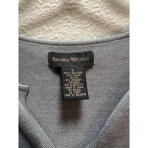 Banana Republic Womens Light Gray V-Neck Knit Sweater 3/4 Sleeves L - Picture 2 of 5